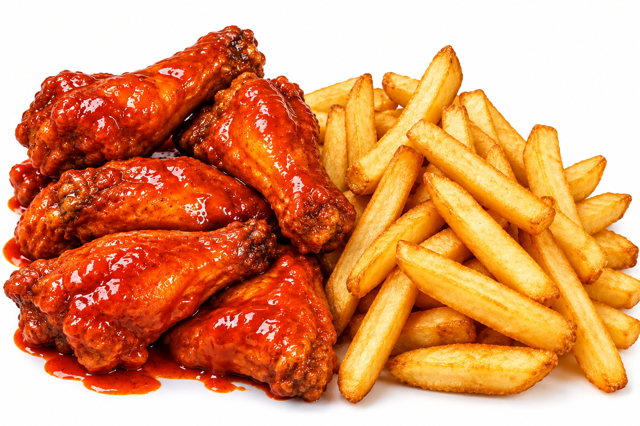 5pcs Buffalo Wings +Medium Fries.
