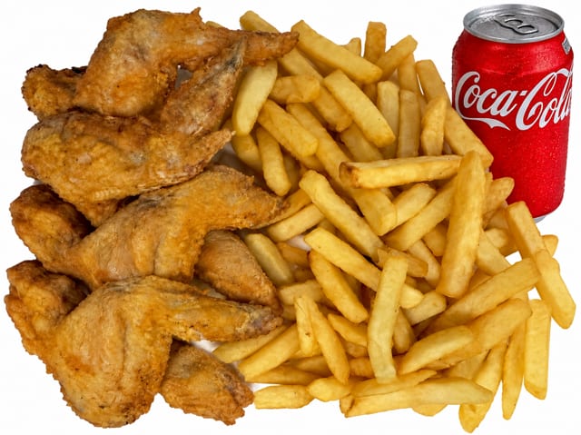 Fish Burger + 5pcs Wings Combo.