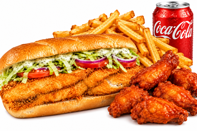 Fish Sub + 5pc Wings Combo.