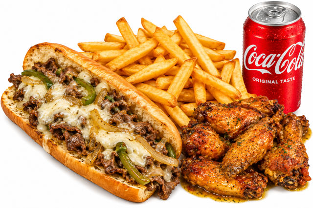 Philly Sub + 5pc Wings Combo.