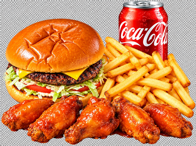 Burger + 5pcs Wings Combo.